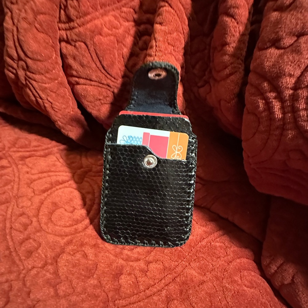 Black Leather credit Card Holder/Money clip Handcrafted